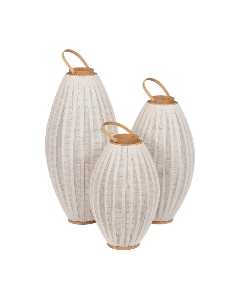 FAROL PORTAVELAS NATURAL-BEIGE BAMBÚ 36 X 36 X 56 CM