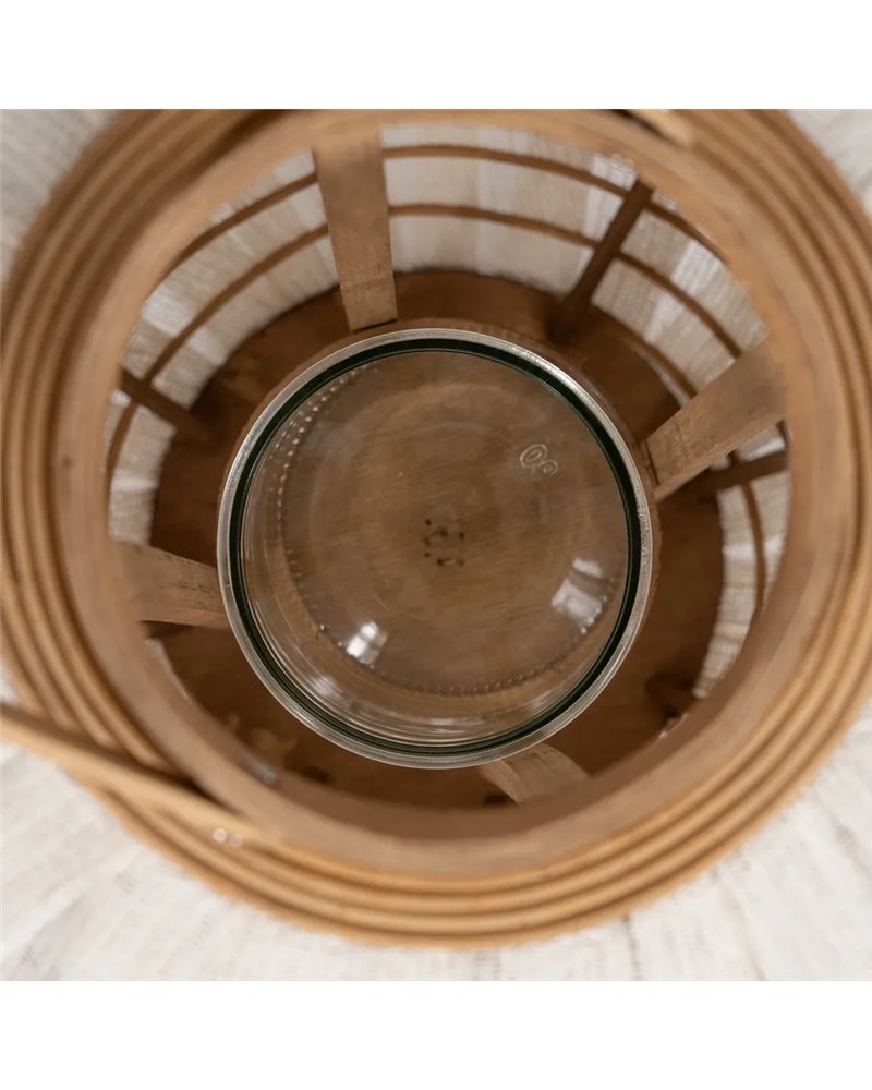 FAROL PORTAVELAS NATURAL-BEIGE BAMBÚ 36 X 36 X 56 CM