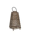FAROL PORTAVELAS GRIS BAMBÚ DECORACIÓN 30 X 30 X 56 CM