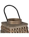 FAROL PORTAVELAS GRIS BAMBÚ DECORACIÓN 30 X 30 X 56 CM