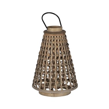 FAROL PORTAVELAS GRIS BAMBÚ DECORACIÓN 34 X 34 X 49 CM