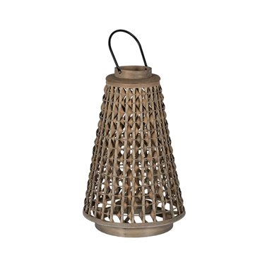 FAROL PORTAVELAS GRIS BAMBÚ DECORACIÓN 38 X 38 X 57 CM