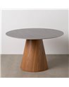 MESA COMEDOR NEGRO-MARRÓN METAL-CERÁMICA 120 X 120 X 75 CM