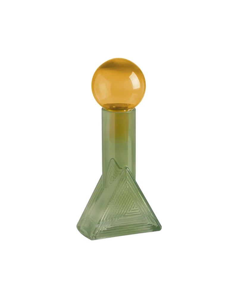 FIGURA BOTELLA VERDE-AMARILLO CRISTAL 16,80 X 16,80 X 33,50