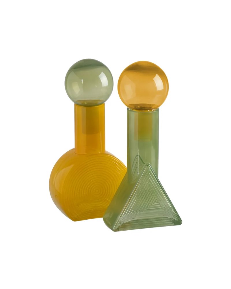 FIGURA BOTELLA VERDE-AMARILLO CRISTAL 16,80 X 16,80 X 33,50
