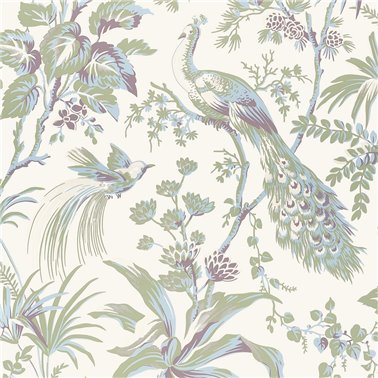 Peacock Toile Green and Plum AT57829