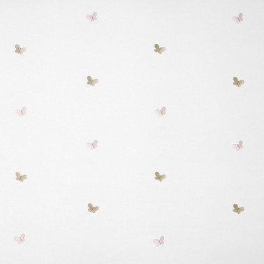 Dekostoff MWS29954101 PAPILLONS BRODES ROSE BEIGE Casadeco