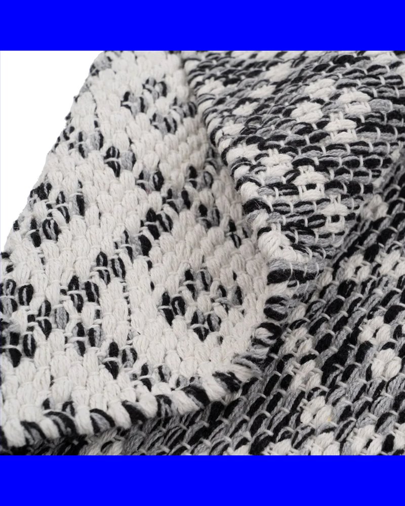 ALFOMBRA GRIS-BLANCO POLIESTER-ALGODÓN 80 X 150 CM