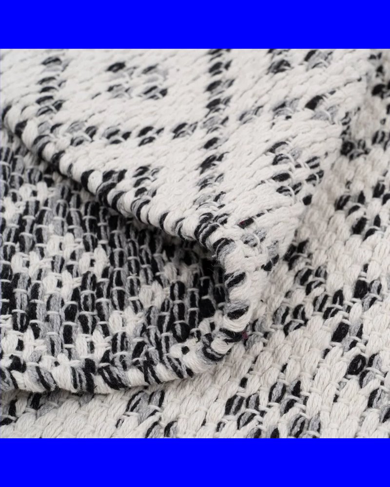 ALFOMBRA GRIS-BLANCO POLIESTER-ALGODÓN 120 X 180 CM