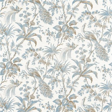 Peacock Toile Soft Blue and Beige AF57828