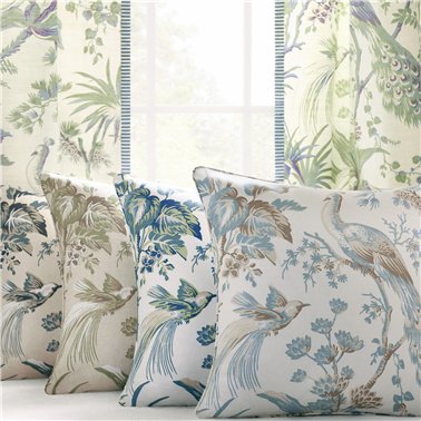 Peacock Toile Soft Blue and...