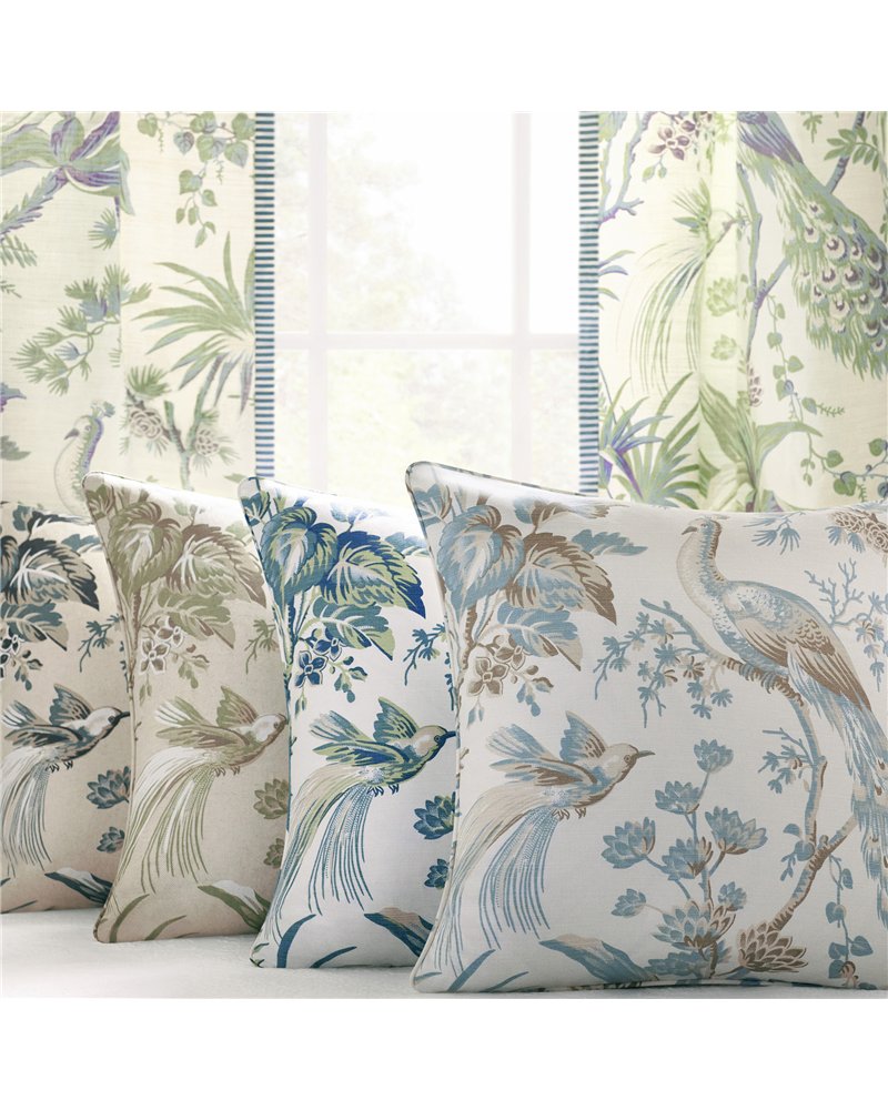 Peacock Toile Soft Blue and Beige AF57828