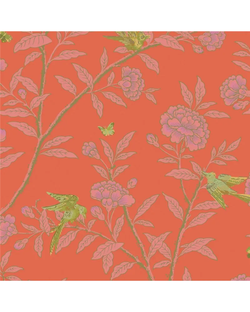 Roseberry With Birds Vermillion 127-4021