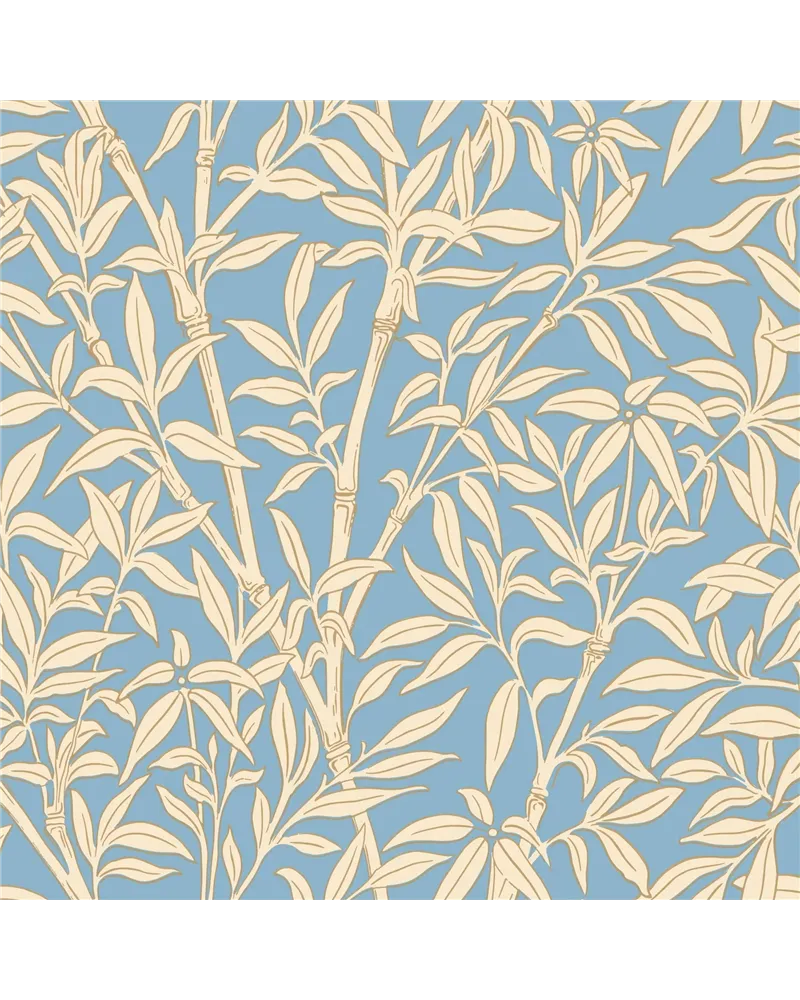 Bamboo Forest Buttercup Yellow On Cornflower Blue 127-1002