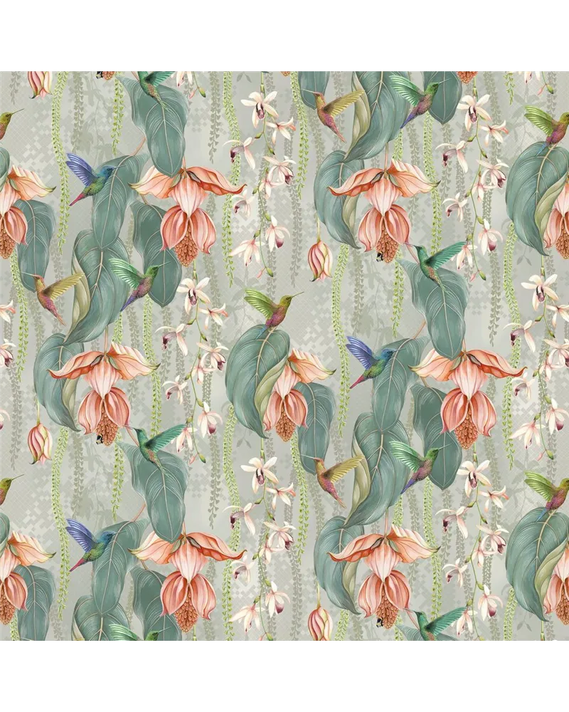 Trailing Orchid Velvet Coral Silver F8026-01 Trailing Orchid Velvet Coral Silver F8026-01