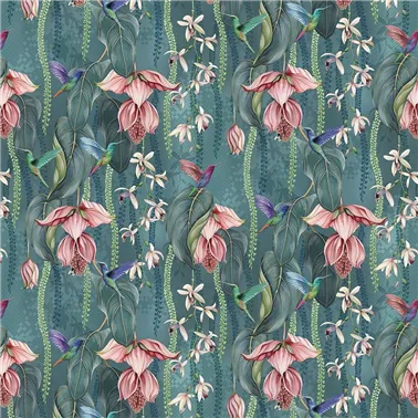 Trailing Orchid Velvet Teal Pink F8026-02